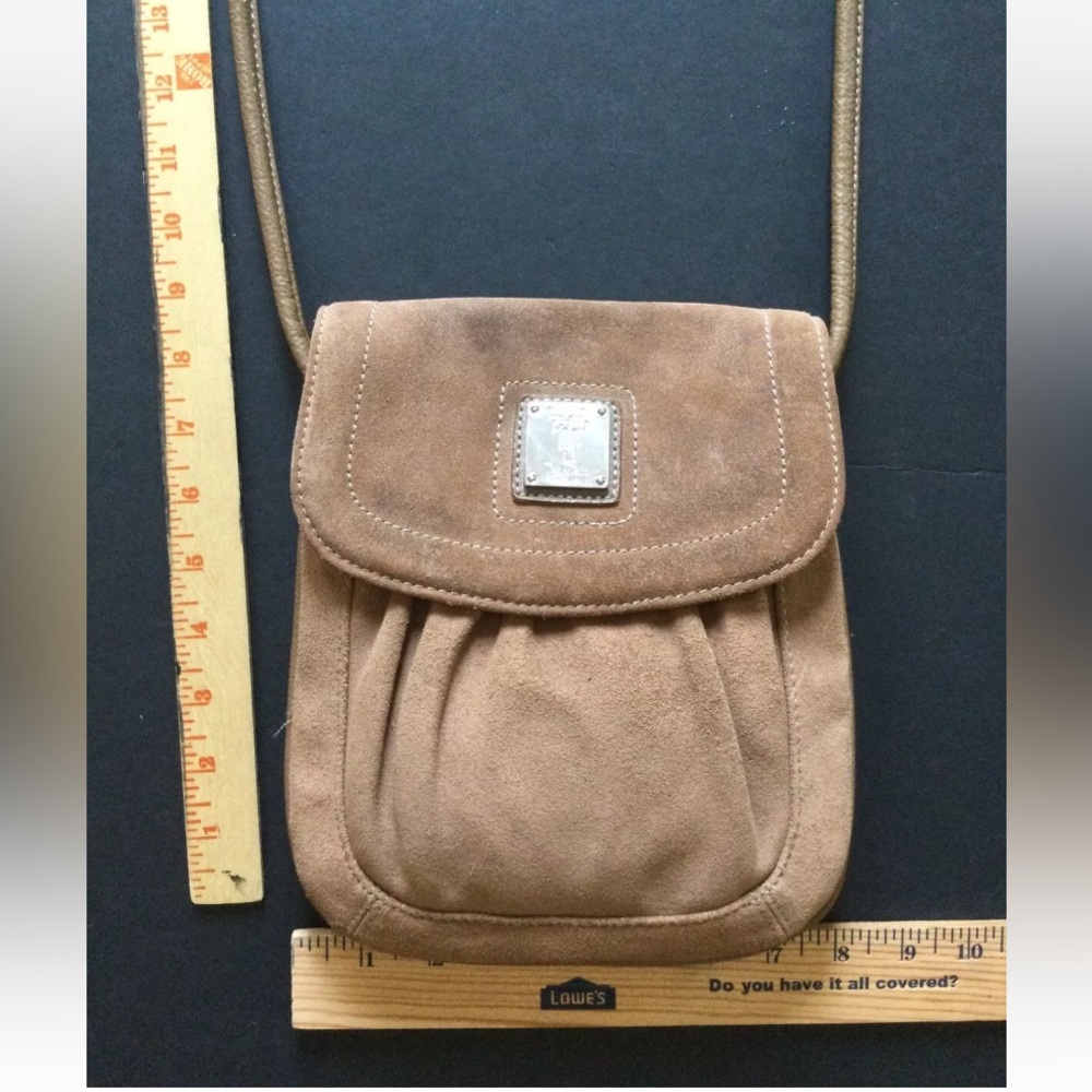 Tignanello suede brown leather crossbody bag purse vintage